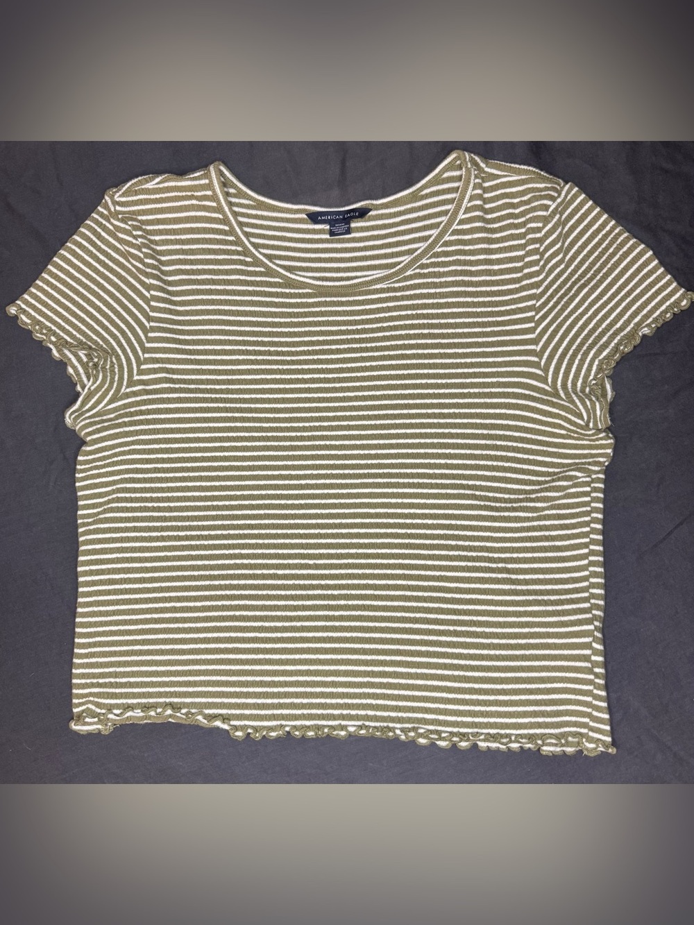 Green striped crop top